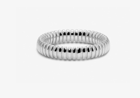 Ridged Ring - White Gold Plated